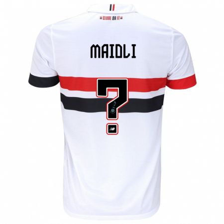 Kandiny Niño Camiseta Gabriel Maioli #0 Blanco Rojo Negro 1ª Equipación 2024/25 La Camisa Chile