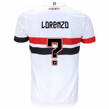 Kandiny Niño Camiseta Lorenzo #0 Blanco Rojo Negro 1ª Equipación 2024/25 La Camisa Chile