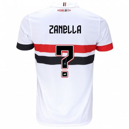 Kandiny Niño Camiseta Matheus Zanella #0 Blanco Rojo Negro 1ª Equipación 2024/25 La Camisa Chile