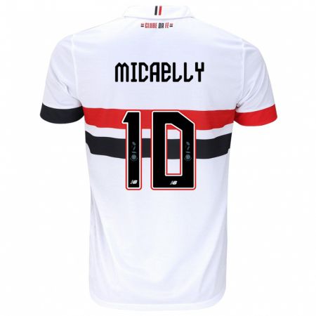 Kandiny Niño Camiseta Micaelly #10 Blanco Rojo Negro 1ª Equipación 2024/25 La Camisa Chile