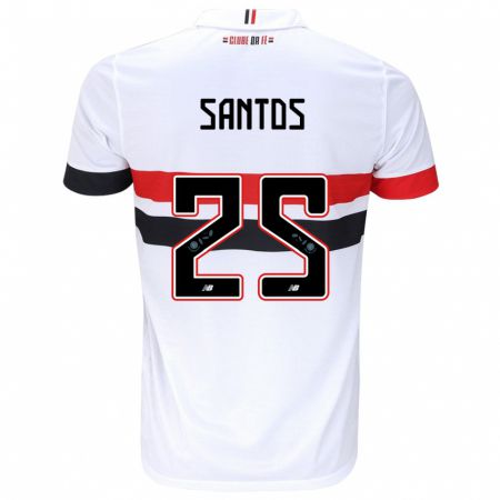 Kandiny Niño Camiseta Mariana Santos #25 Blanco Rojo Negro 1ª Equipación 2024/25 La Camisa Chile