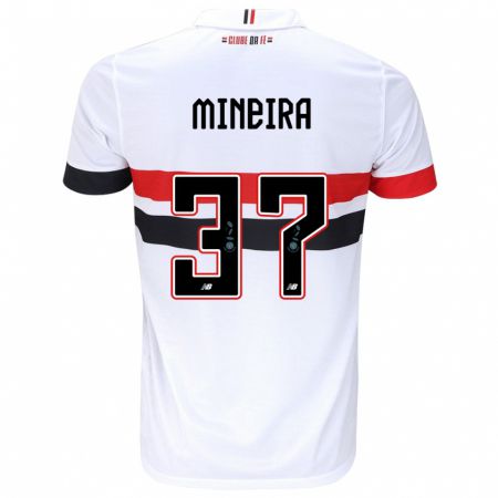 Kandiny Niño Camiseta Rafa Mineira #37 Blanco Rojo Negro 1ª Equipación 2024/25 La Camisa Chile