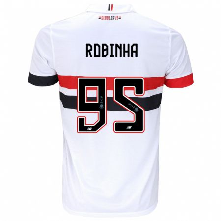 Kandiny Niño Camiseta Robinha #95 Blanco Rojo Negro 1ª Equipación 2024/25 La Camisa Chile