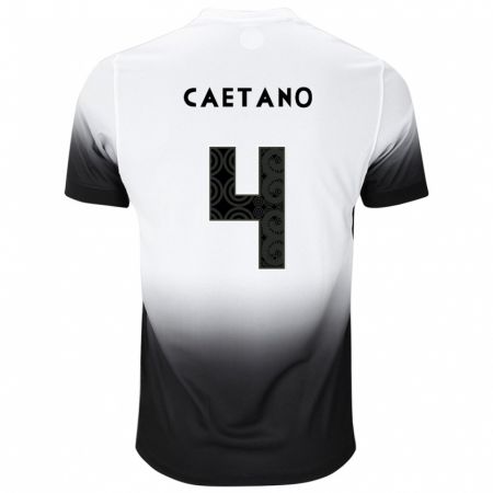 Kandiny Niño Camiseta Caetano #4 Blanco Negro 1ª Equipación 2024/25 La Camisa Chile