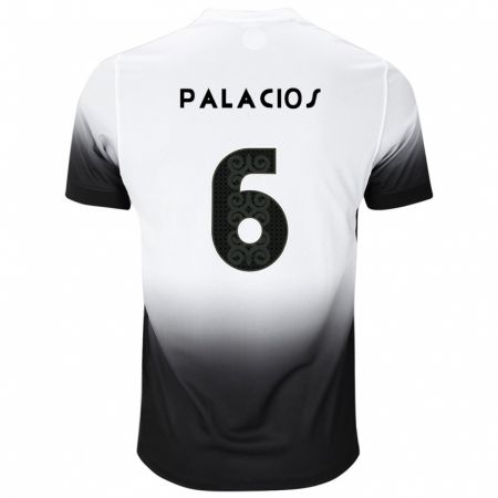 Kandiny Niño Camiseta Diego Palacios #6 Blanco Negro 1ª Equipación 2024/25 La Camisa Chile