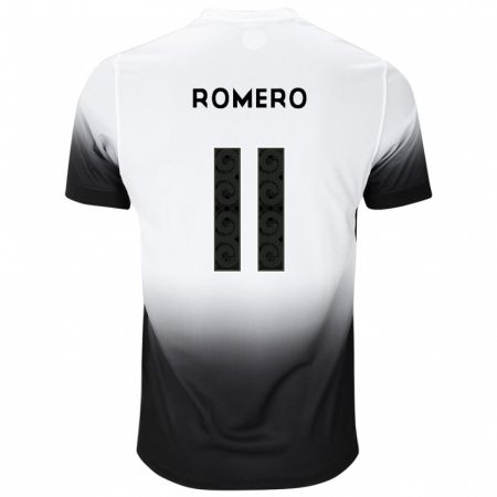 Kandiny Niño Camiseta Ángel Romero #11 Blanco Negro 1ª Equipación 2024/25 La Camisa Chile