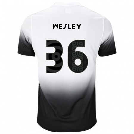 Kandiny Niño Camiseta Wesley #36 Blanco Negro 1ª Equipación 2024/25 La Camisa Chile