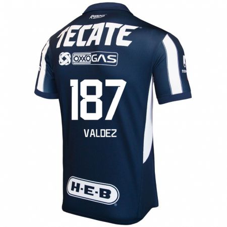 Kandiny Niño Camiseta Érick Valdez #187 Azul Rojo Blanco 1ª Equipación 2024/25 La Camisa Chile