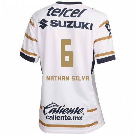 Kandiny Niño Camiseta Nathan Silva #6 Obsidiana Blanca 1ª Equipación 2024/25 La Camisa Chile