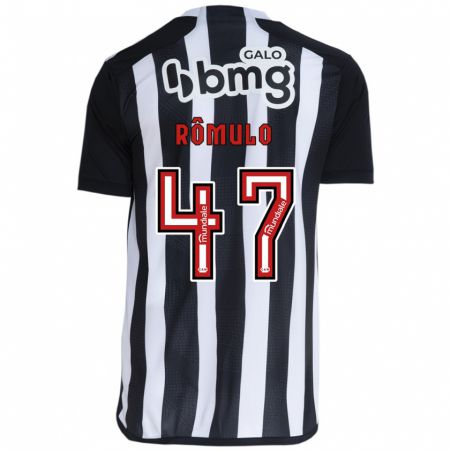 Kandiny Niño Camiseta Rômulo #47 Blanco Negro 1ª Equipación 2024/25 La Camisa Chile