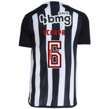 Kandiny Niño Camiseta Gustavo Scarpa #6 Blanco Negro 1ª Equipación 2024/25 La Camisa Chile