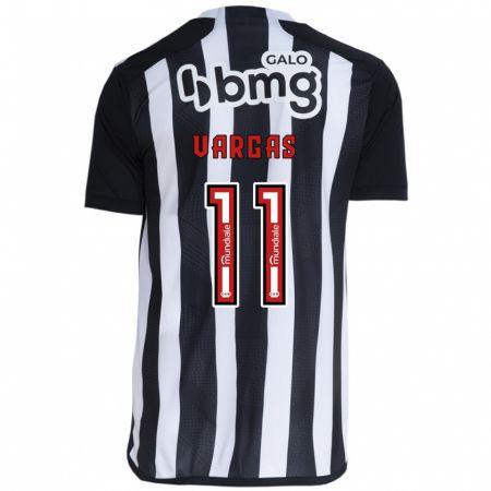 Kandiny Niño Camiseta Eduardo Vargas #11 Blanco Negro 1ª Equipación 2024/25 La Camisa Chile