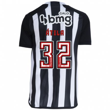 Kandiny Niño Camiseta Gabriel Átila #32 Blanco Negro 1ª Equipación 2024/25 La Camisa Chile