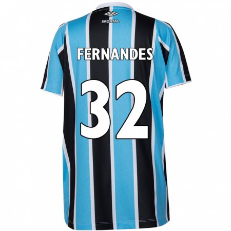 Kandiny Niño Camiseta Nathan Fernandes #32 Azul Negro Blanco 1ª Equipación 2024/25 La Camisa Chile