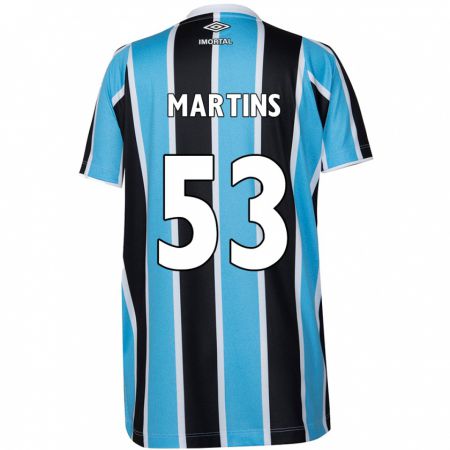 Kandiny Niño Camiseta Gustavo Martins #53 Azul Negro Blanco 1ª Equipación 2024/25 La Camisa Chile