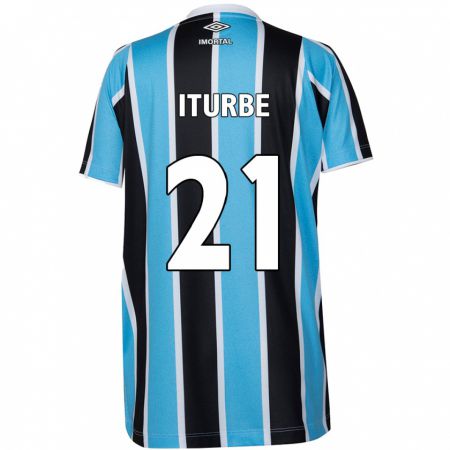 Kandiny Niño Camiseta Juan Iturbe #21 Azul Negro Blanco 1ª Equipación 2024/25 La Camisa Chile