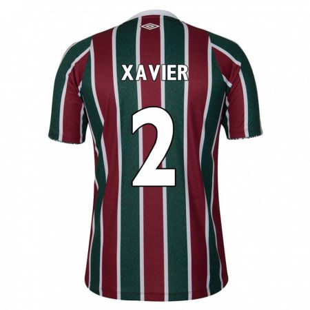 Kandiny Niño Camiseta Samuel Xavier #2 Verde Granate Blanco 1ª Equipación 2024/25 La Camisa Chile