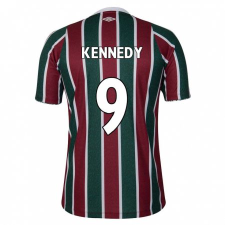 Kandiny Niño Camiseta John Kennedy #9 Verde Granate Blanco 1ª Equipación 2024/25 La Camisa Chile