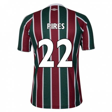 Kandiny Niño Camiseta Gabriel Pires #22 Verde Granate Blanco 1ª Equipación 2024/25 La Camisa Chile