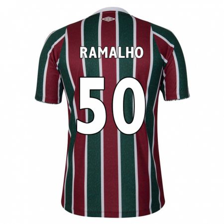 Kandiny Niño Camiseta Gustavo Ramalho #50 Verde Granate Blanco 1ª Equipación 2024/25 La Camisa Chile