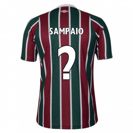 Kandiny Niño Camiseta Miguel Sampaio #0 Verde Granate Blanco 1ª Equipación 2024/25 La Camisa Chile