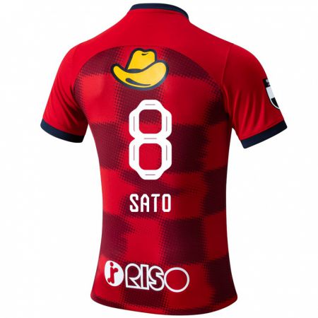 Kandiny Niño Camiseta Yuto Sato #8 Rojo Azul Blanco 1ª Equipación 2024/25 La Camisa Chile