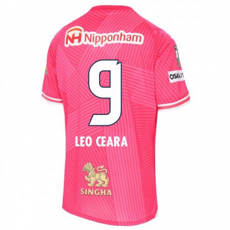 Kandiny Niño Camiseta Léo Ceará #9 Rosa Blanco 1ª Equipación 2024/25 La Camisa Chile