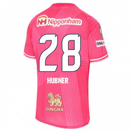 Kandiny Niño Camiseta Justin Hubner #28 Rosa Blanco 1ª Equipación 2024/25 La Camisa Chile