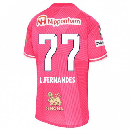 Kandiny Niño Camiseta Lucas Fernandes #77 Rosa Blanco 1ª Equipación 2024/25 La Camisa Chile