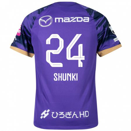 Kandiny Niño Camiseta Shunki Higashi #24 Púrpura Blanco 1ª Equipación 2024/25 La Camisa Chile