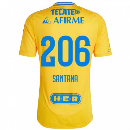 Kandiny Niño Camiseta Joel Santana #206 Oro Amarillo 1ª Equipación 2024/25 La Camisa Chile