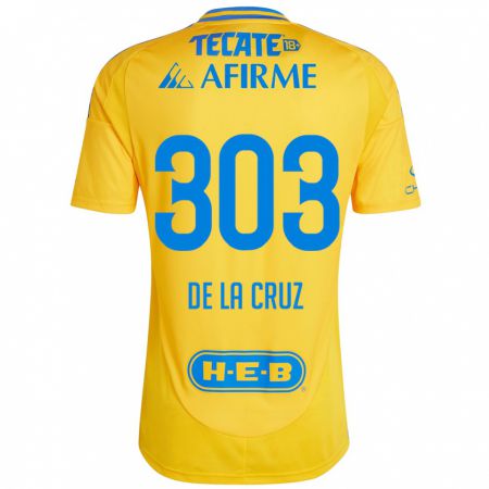 Kandiny Niño Camiseta Erick De La Cruz #303 Oro Amarillo 1ª Equipación 2024/25 La Camisa Chile