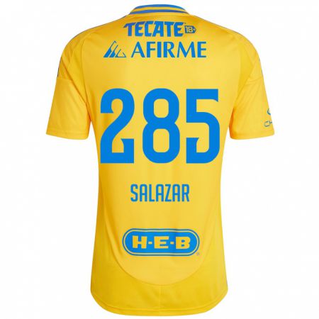 Kandiny Niño Camiseta Bryan Salazar #285 Oro Amarillo 1ª Equipación 2024/25 La Camisa Chile