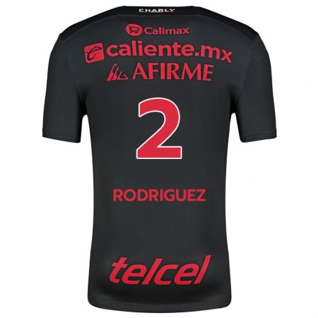 Kandiny Niño Camiseta Antonio Rodríguez #2 Negro Rojo 1ª Equipación 2024/25 La Camisa Chile