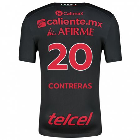 Kandiny Niño Camiseta Francisco Contreras #20 Negro Rojo 1ª Equipación 2024/25 La Camisa Chile