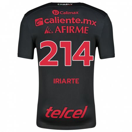 Kandiny Niño Camiseta Oliver Iriarte #214 Negro Rojo 1ª Equipación 2024/25 La Camisa Chile