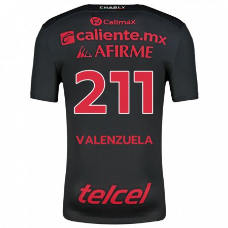 Kandiny Niño Camiseta Aldieri Valenzuela #211 Negro Rojo 1ª Equipación 2024/25 La Camisa Chile