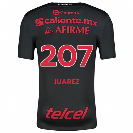 Kandiny Niño Camiseta José Juárez #207 Negro Rojo 1ª Equipación 2024/25 La Camisa Chile