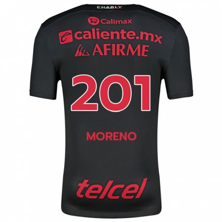 Kandiny Niño Camiseta Jesús Moreno #201 Negro Rojo 1ª Equipación 2024/25 La Camisa Chile