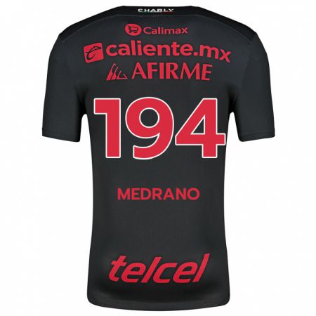 Kandiny Niño Camiseta Luis Medrano #194 Negro Rojo 1ª Equipación 2024/25 La Camisa Chile