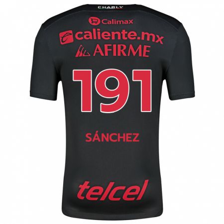 Kandiny Niño Camiseta Diego Sánchez #191 Negro Rojo 1ª Equipación 2024/25 La Camisa Chile