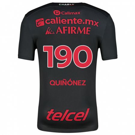 Kandiny Niño Camiseta Martín Quiñónez #190 Negro Rojo 1ª Equipación 2024/25 La Camisa Chile