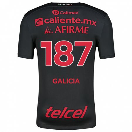 Kandiny Niño Camiseta Carlos Galicia #187 Negro Rojo 1ª Equipación 2024/25 La Camisa Chile