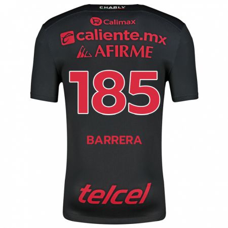 Kandiny Niño Camiseta Geonathan Barrera #185 Negro Rojo 1ª Equipación 2024/25 La Camisa Chile