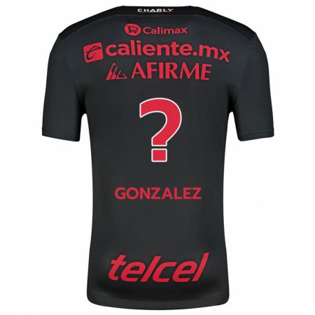 Kandiny Niño Camiseta Óscar González #0 Negro Rojo 1ª Equipación 2024/25 La Camisa Chile