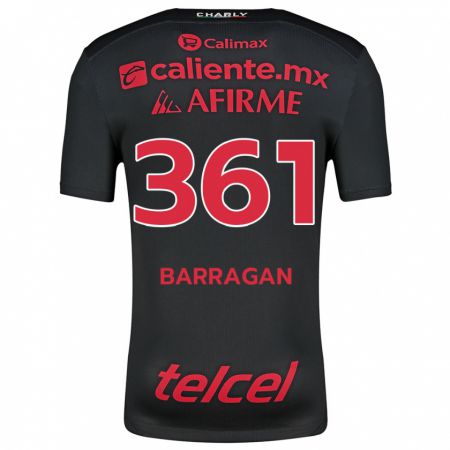 Kandiny Niño Camiseta Jesús Barragán #361 Negro Rojo 1ª Equipación 2024/25 La Camisa Chile