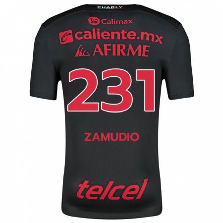 Kandiny Niño Camiseta Irwin Zamudio #231 Negro Rojo 1ª Equipación 2024/25 La Camisa Chile