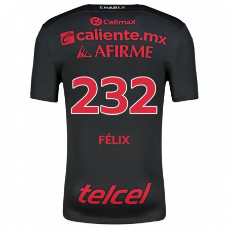 Kandiny Niño Camiseta Erick Félix #232 Negro Rojo 1ª Equipación 2024/25 La Camisa Chile