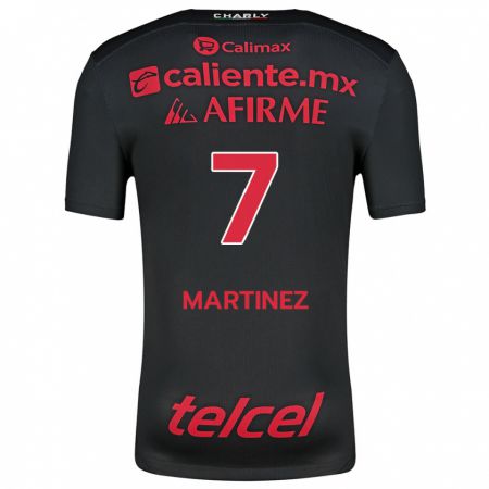 Kandiny Niño Camiseta Alejandro Martínez #7 Negro Rojo 1ª Equipación 2024/25 La Camisa Chile