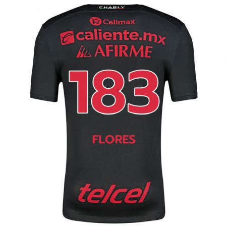 Kandiny Niño Camiseta Abraham Flores #183 Negro Rojo 1ª Equipación 2024/25 La Camisa Chile